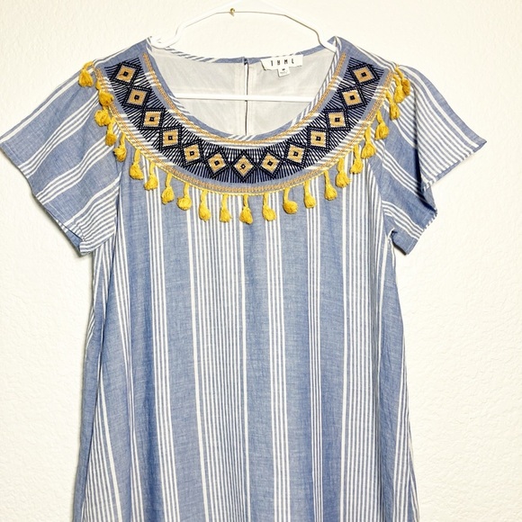 Anthro🔥SALE🔥 THML blue/white stripe dress with embroidered detail M - Picture 3 of 12